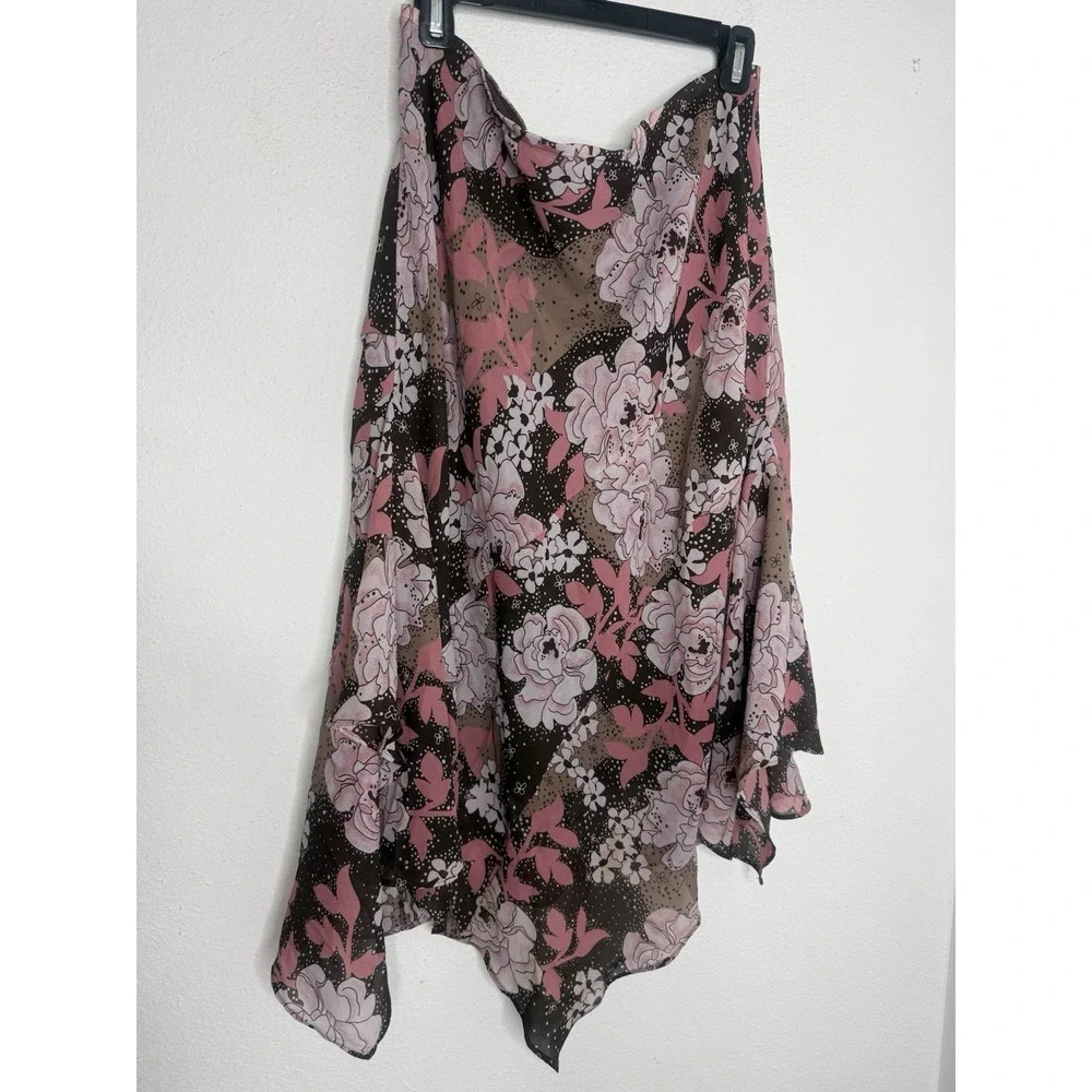 Vintage Y2K Floral Hanky Hem Asymmetrical Skirt Romantic Grunge Fairy Plus 14/16